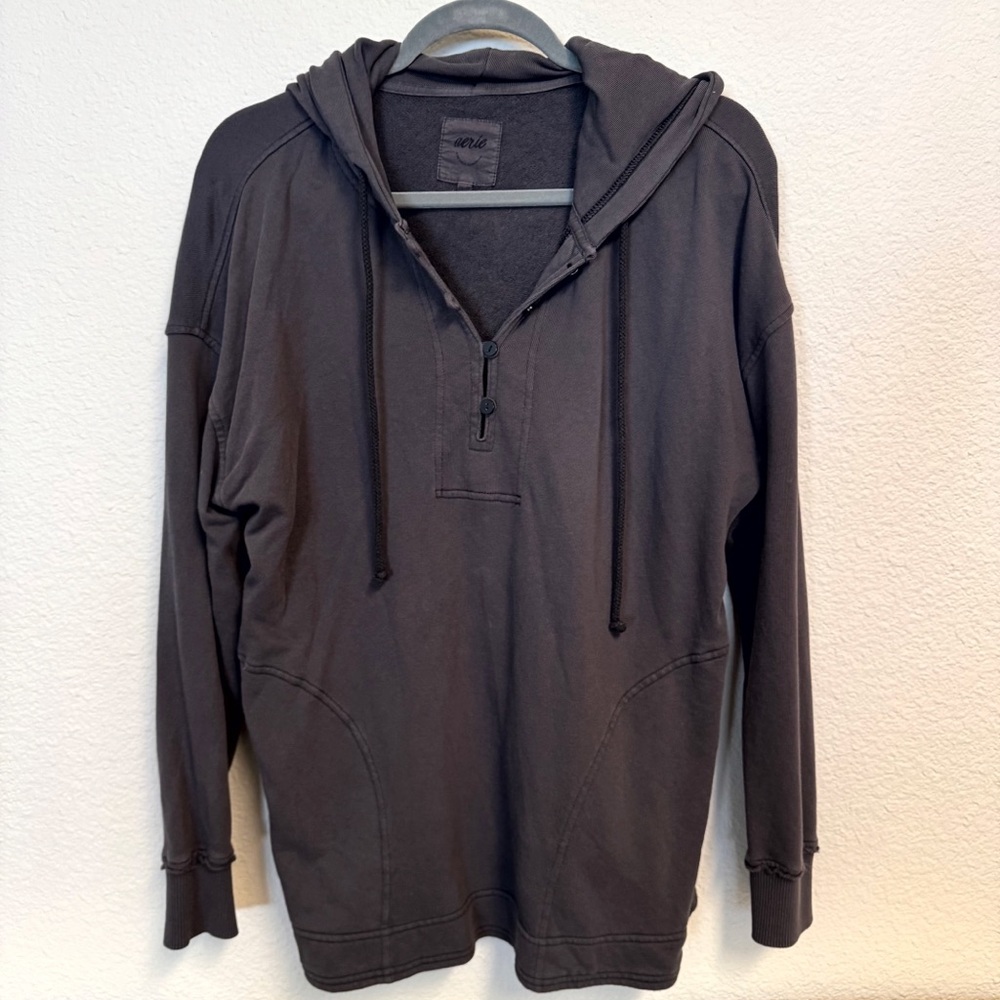 Aerie Dark Gray Charcoal Hooded Sweatshirt with Pockets Size XS